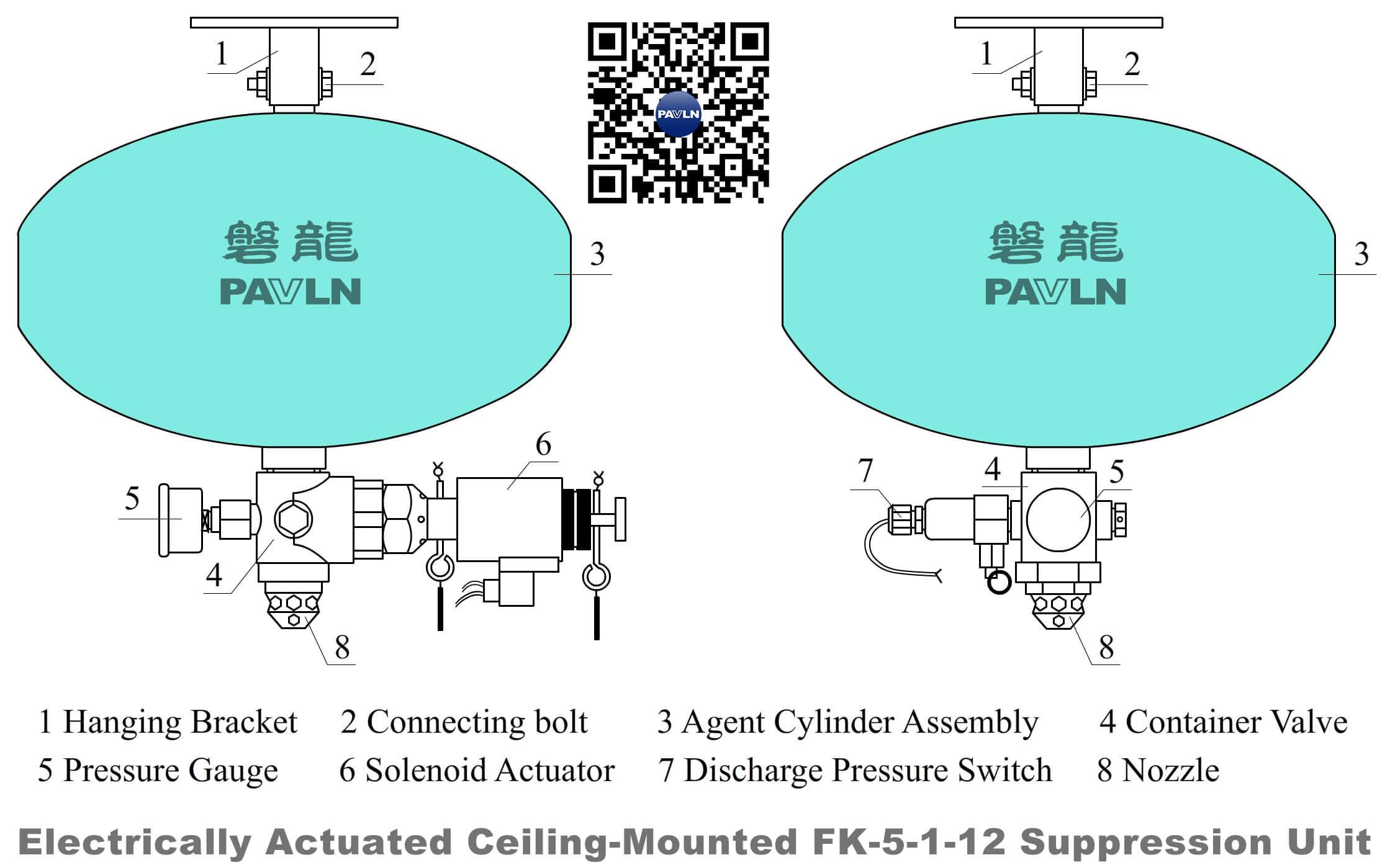 Electrically Actuated Ceiling-Mounted FK-5-1-12 Suppression Unit Electrically Actuated Ceiling-Mounted FK-5-1-12 Suppression Unit